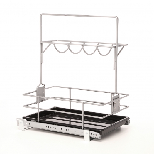 Hardware Resources SCPO2-R, 11-5/8 Inch Width Cleaning Supply Caddy Pullout  with Handle, Polished Chrome, Min. Cabinet Opening: 12 Inch Width
